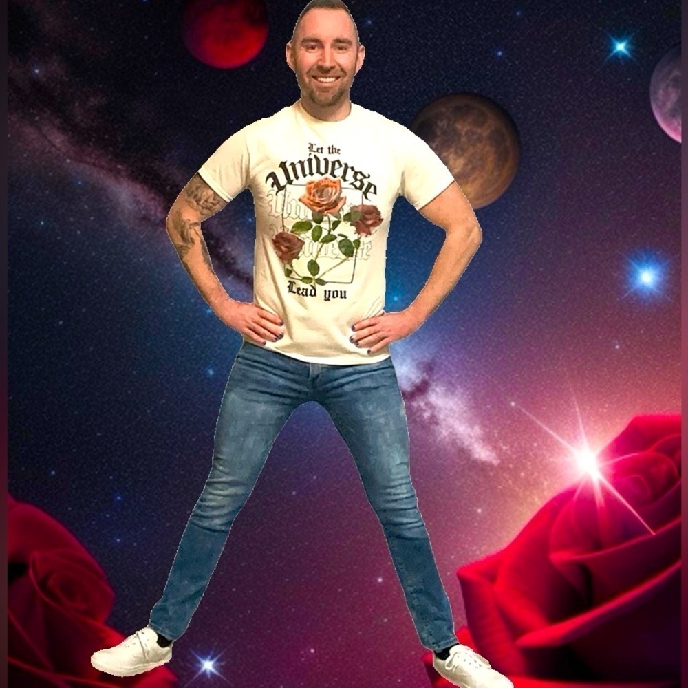 Trust The Universe Roses Hidden Message Cream Color T-Shirt - Large